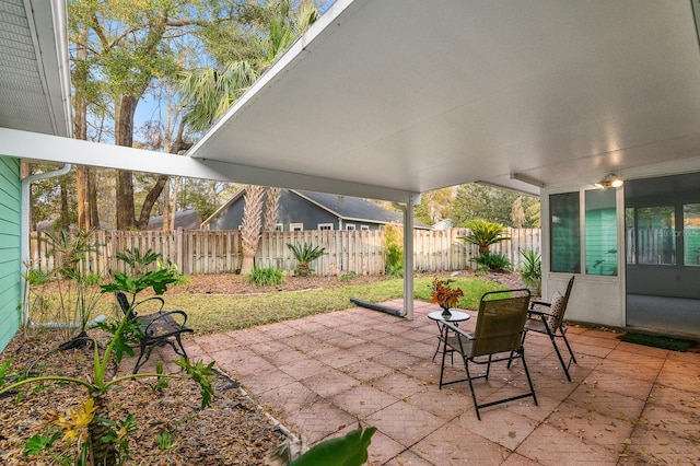 view of patio featuring a fenced backyard