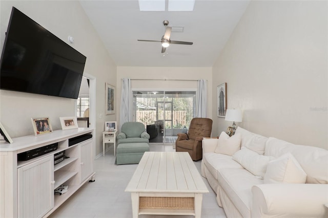 living room with ceiling fan