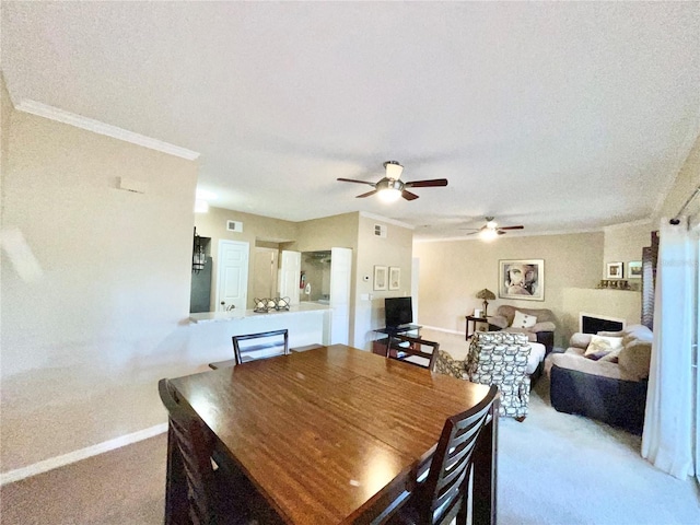 10000 SW 52nd Ave Unit 103, Gainesville, FL 32608 - dining area featuring visible vents, baseboards, a ceiling fan, and carpet