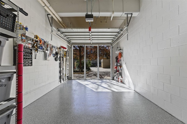 garage with a garage door opener