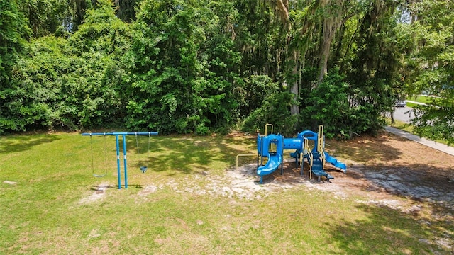 view of play area with a lawn