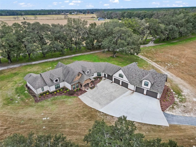 drone / aerial view featuring a rural view