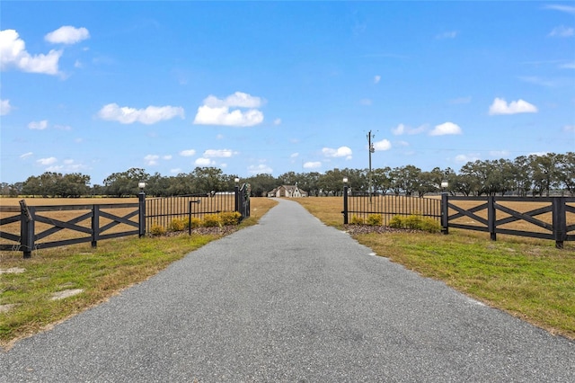 view of road with a rural view