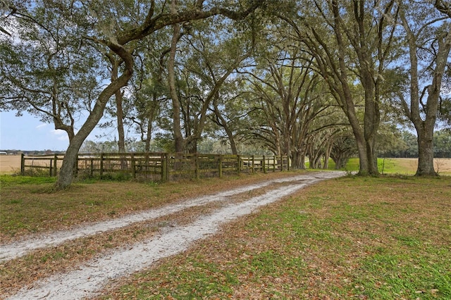 view of road with a rural view