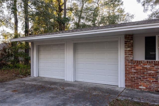 view of garage