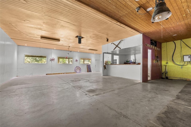 garage with wooden ceiling