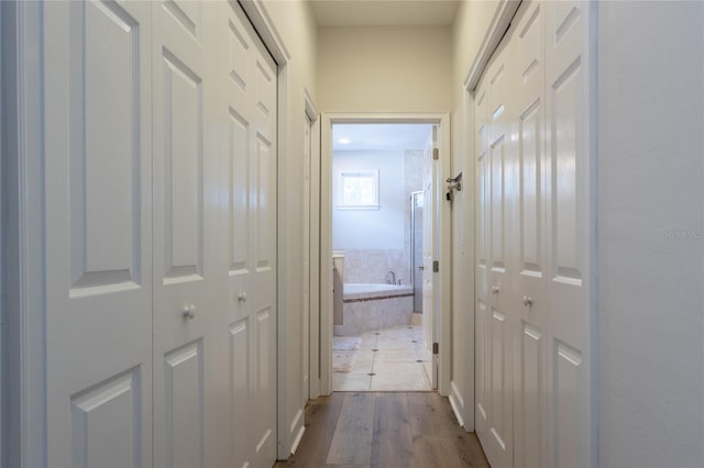 hallway featuring dark wood finished floors