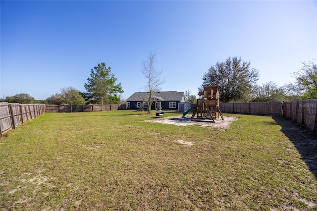 view of yard featuring a playground