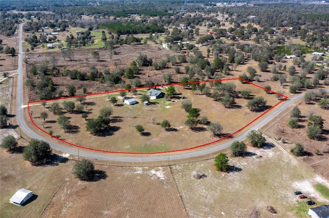 aerial view featuring a rural view