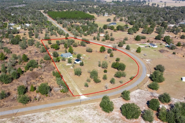 bird's eye view with a rural view