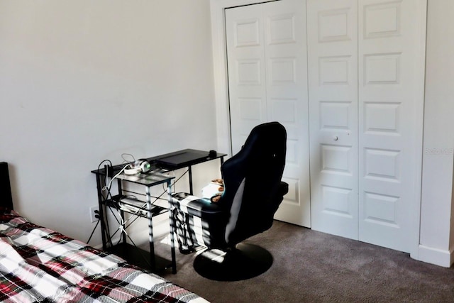 carpeted bedroom with a closet