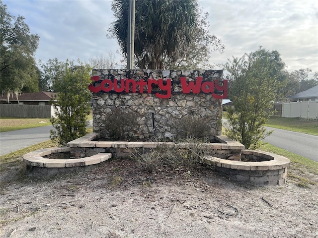 view of community sign