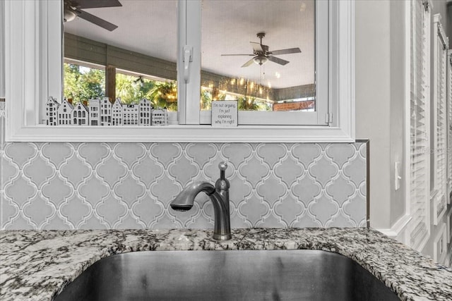 room details with a sink and ceiling fan