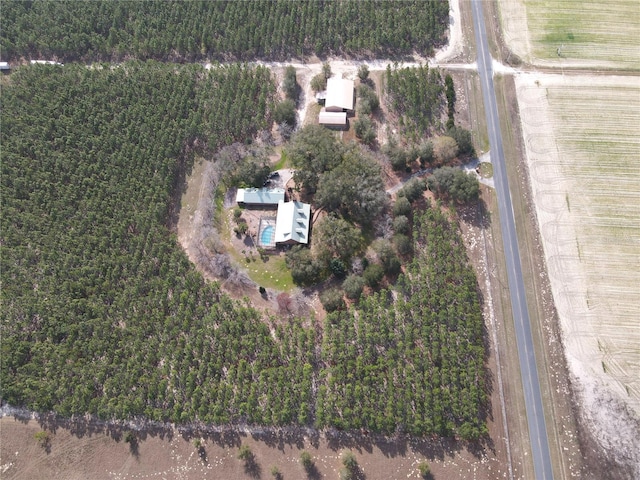 drone / aerial view with a rural view