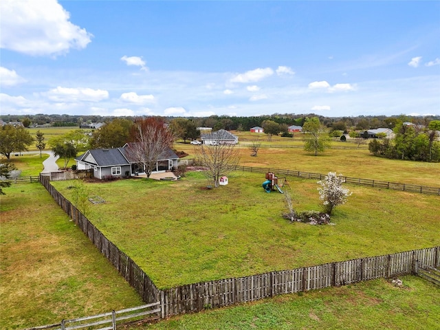 aerial view with a rural view