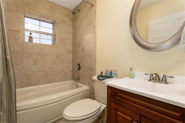 full bathroom featuring vanity, toilet, and shower / tub combo with curtain