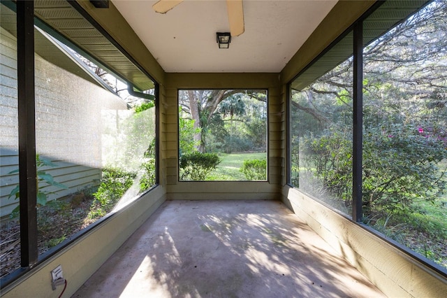 view of unfurnished sunroom