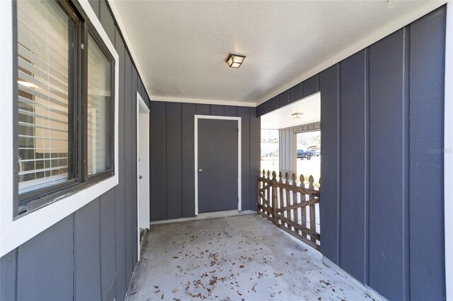 entrance to property with board and batten siding