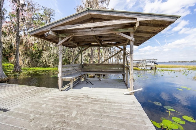 view of dock featuring a water view