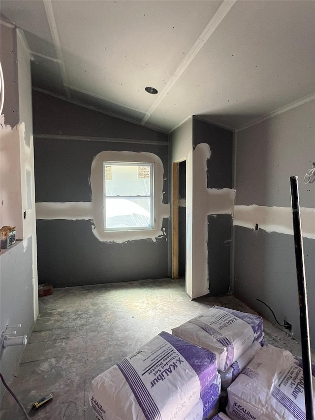 bedroom featuring vaulted ceiling