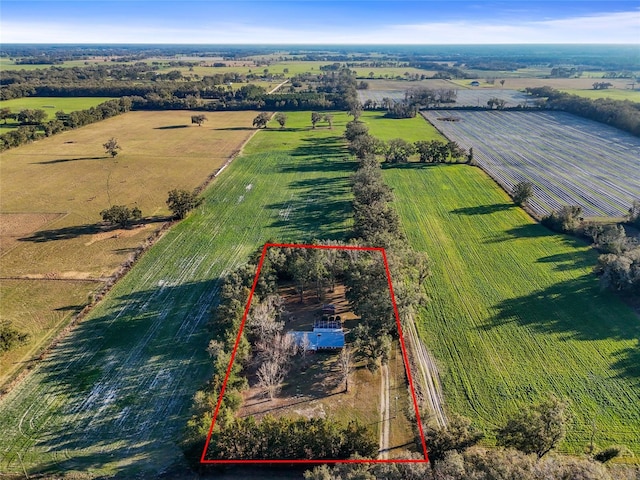 aerial view with a rural view