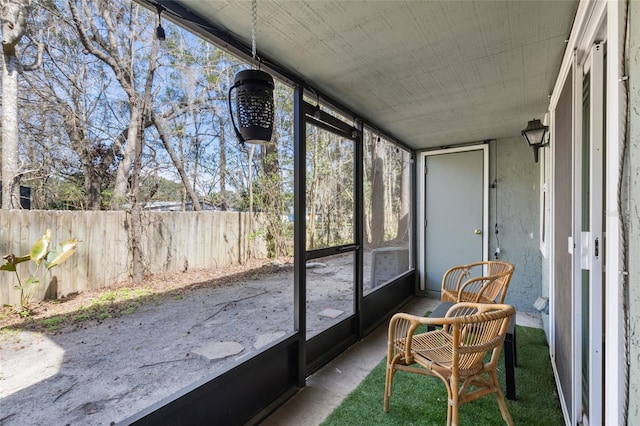 view of unfurnished sunroom