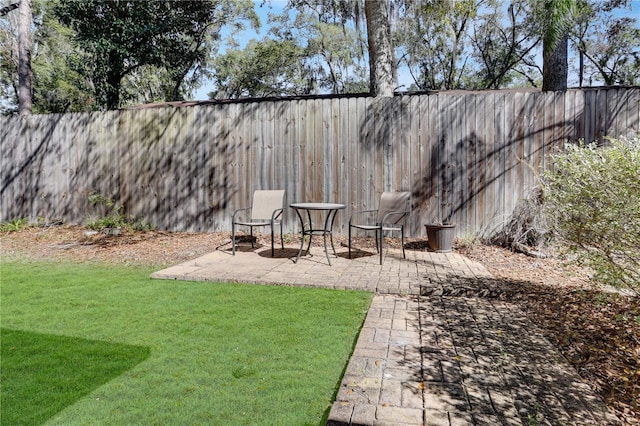 view of yard with a patio area and fence