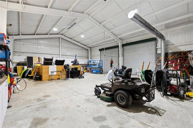 garage with metal wall