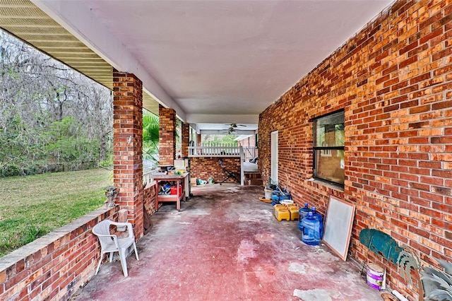 view of patio / terrace with a ceiling fan