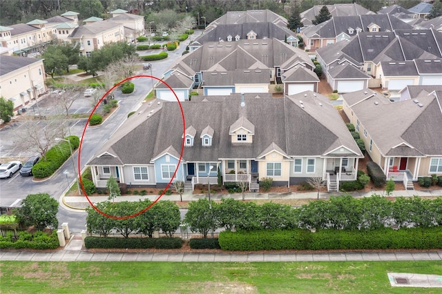 aerial view with a residential view