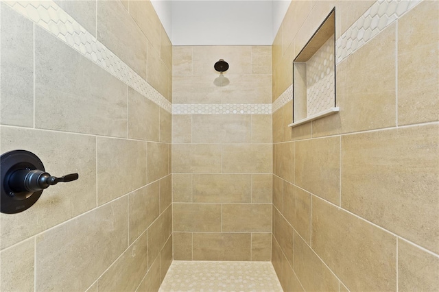 bathroom featuring a tile shower