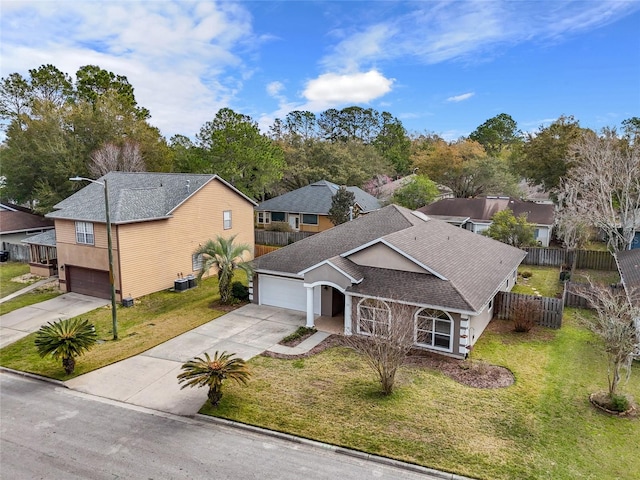 birds eye view of property with a residential view