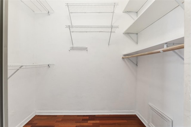 walk in closet featuring wood finished floors