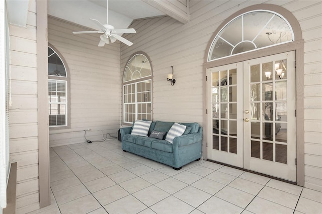 view of patio / terrace featuring french doors and a ceiling fan