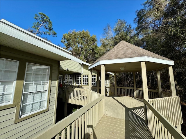 wooden deck with a gazebo