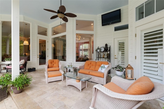 view of patio featuring a ceiling fan