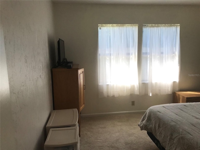 bedroom with carpet flooring and baseboards