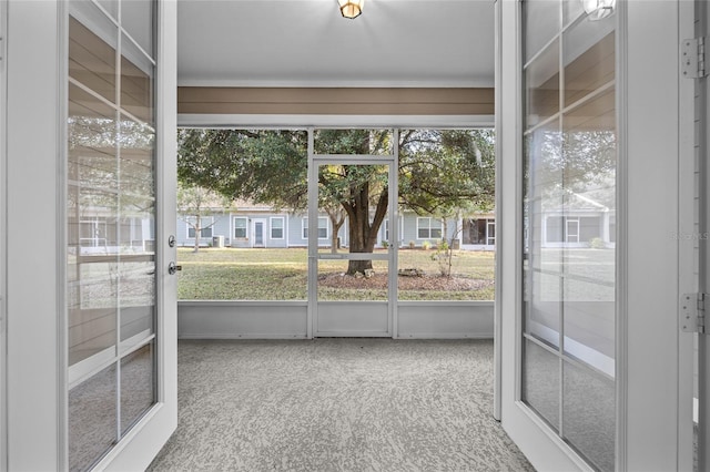 view of unfurnished sunroom