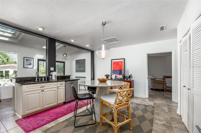 dining room with visible vents