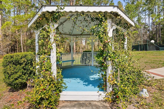 view of swimming pool featuring a gazebo