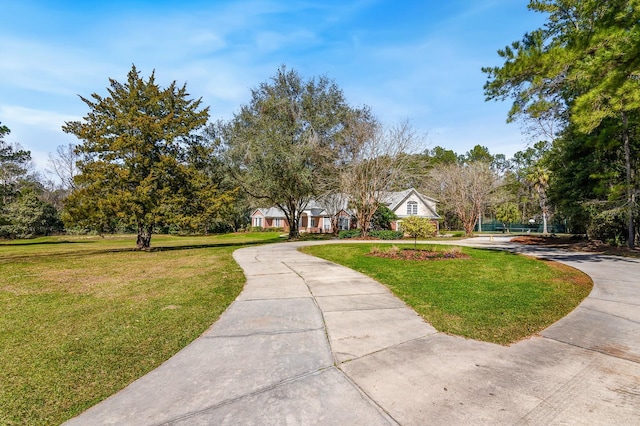 view of home's community with a yard