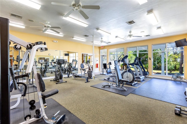 workout area featuring visible vents