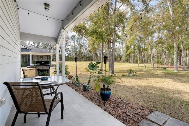 view of patio featuring outdoor dining space and grilling area
