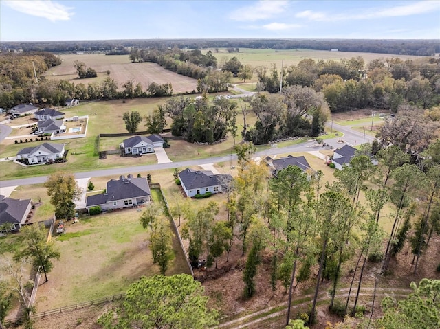 bird's eye view with a rural view and a residential view