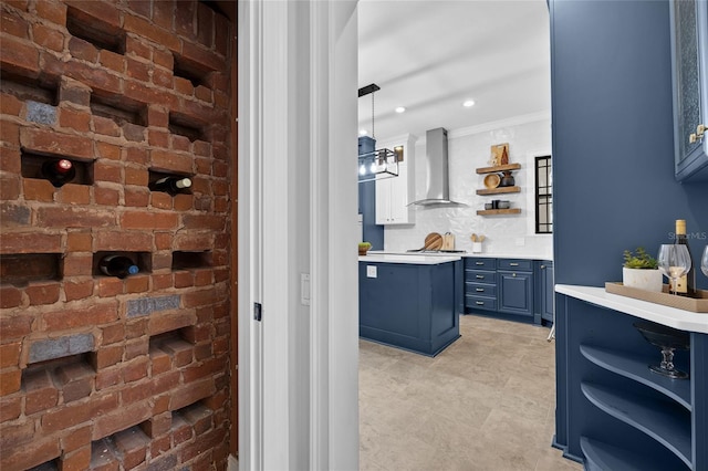 interior space with recessed lighting and crown molding