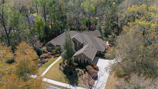 aerial view with a forest view