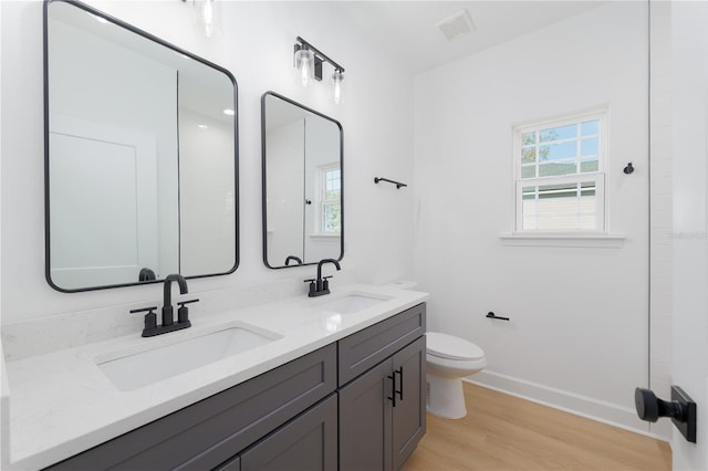 bathroom with plenty of natural light, a sink, and toilet