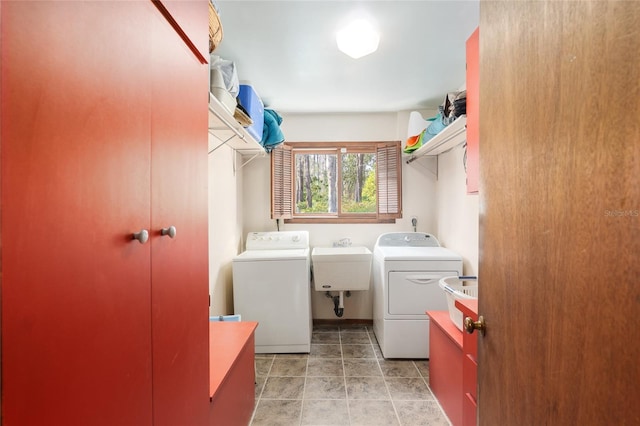 laundry room featuring laundry area, a sink, and washing machine and clothes dryer