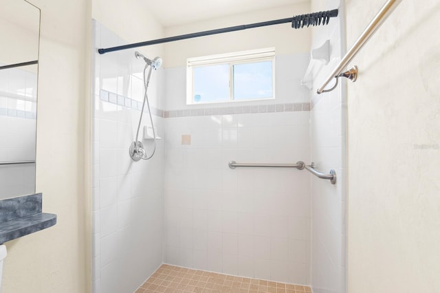 bathroom with a stall shower