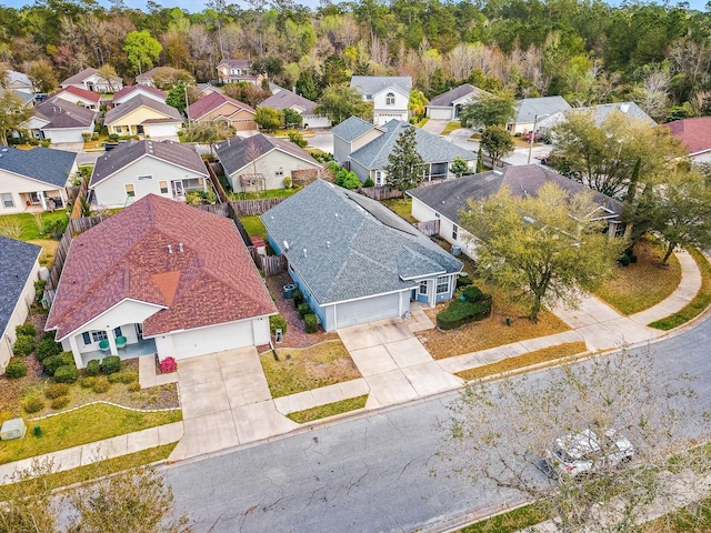 aerial view with a residential view